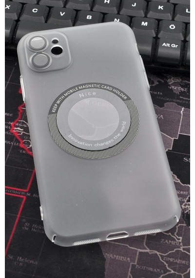 Apple Uyumlu iPhone 11 Uyumlu Beyaz Renkli Yarı Şeffaf İnce Sert Kapak Kılıf Kamera Lens Korumalı Beyaz -