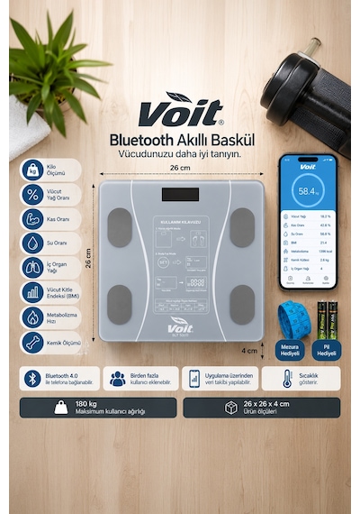 Voit BLT5000 Bluetooth Akıllı Baskül