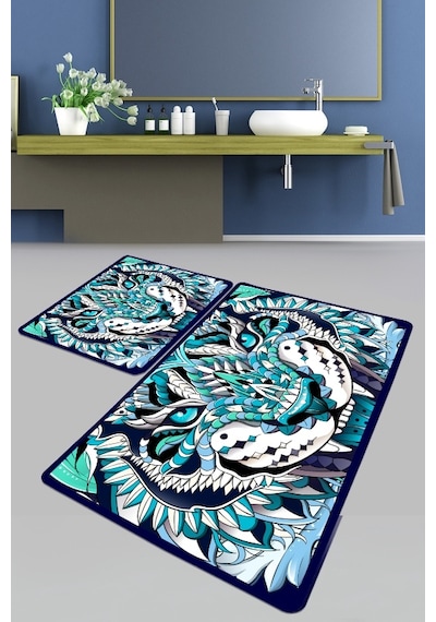 Bleu Tigre Banyo Halısı Djt 2 Li Set Çok Renkli