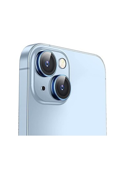 14/14 Plus, Safir Cam Kamera Metal Lens Koruyucu, Bllk, Koyu Mavi