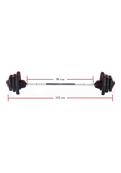Avec Profesyonel Halter Seti ve Ağırlık Barı 20 KG Kırmızı