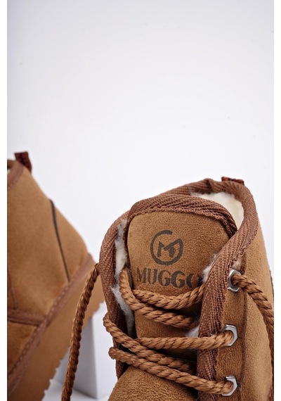 Muggo Puffy Garantili Kalın Taban İçi Tüylü Bağcıklı Günlük Mini Yarım Çocuk Bot 001
