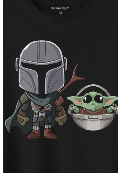 Baby Yoda Mando Figür The Mandalorian Bebek Yoda Star Wars Baskılı Tişört Unisex T-shirt 001