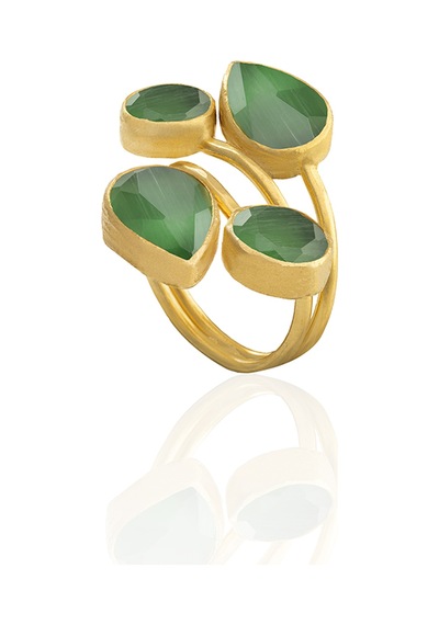 Kadir Jewellery 22 Ayar Altın Kaplama Zirkon Taşlı Kadın Vintage Yüzük Yeşil 49681098