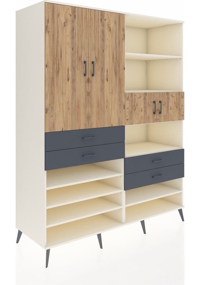 Kronos Gardrop 11 Raflı 4 Çekmeceli 4 Kapaklı 176x59x221 Aytaşı-çam/antrasit Çam/antrasit Kronos Gardrop 11 Raflı 4 Çekmeceli 4 Kapaklı 176x59x221 Aytaşı-çam/antrasit Çam/antrasit