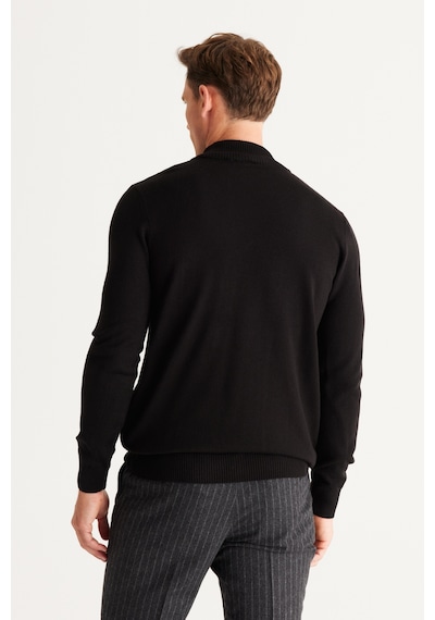 AC&Co / Altınyıldız Classics Standart Fit Normal Kesim Yarım Balıkçı Yaka Erkek Triko 4A4923100005SYH3XL Siyah