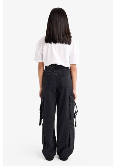 Defacto Kız Çocuk Wide Leg Kargo Geniş Paça Jean Pantolon E6185a825aunm36 Antrasit