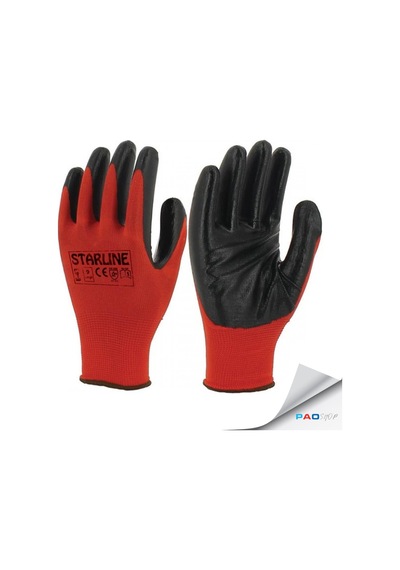 STARLINE E-43 KS Nitril Naylon Eldiven NO:10 (Kırmızı-Siyah)