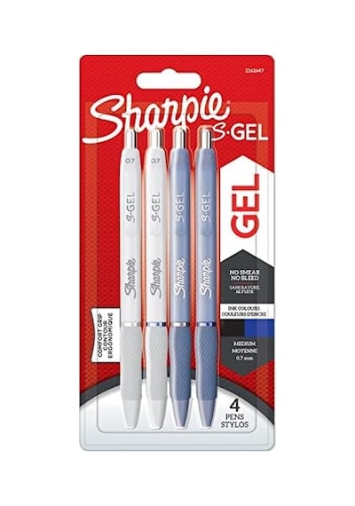 S-gel Jel Kalem 0.7 Mm Uç, Buz Mavisi & Beyaz İnci 4&apos Lü Paket, Siyah & Mavi Mürekkep 124-Pembe