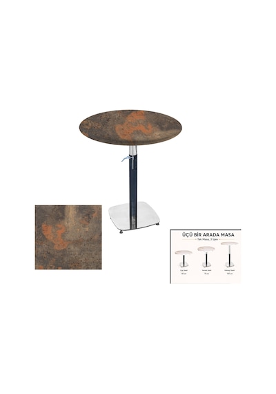 Üçüz Masa Ayarlanabilir 60 Cm Yuvarlak - Werzalit, Wermodin Ve Allzalit Tabla - Metalic Oxid 1 Çok Renkli Üçüz Masa Ayarlanabilir 60 Cm Yuvarlak - Werzalit, Wermodin Ve Allzalit Tabla - Metalic Oxid 1 Çok Renkli