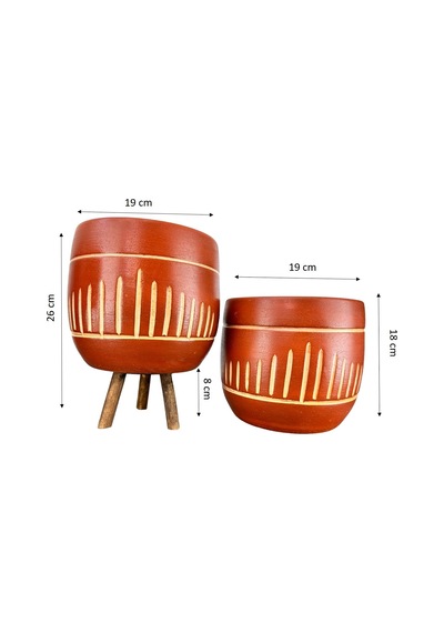 Bitki Tasarımı Ev Dekorasyon Aksesuar Dik Çizgi Desenli Toprak Saksı Saksılık Salon Çiçeklik İkili Set Ayaksız - 3 Ayaklı Bitki Tasarımı Ev Dekorasyon Aksesuar Dik Çizgi Desenli Toprak Saksı Saksılık Salon Çiçeklik İkili Set Ayaksız - 3 Ayaklı