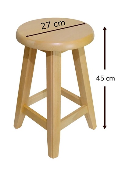 Ahşap Tabure Naturel Rengi 45 Cm