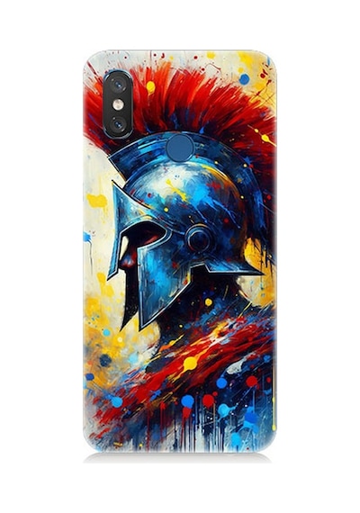 Xiaomi Mi 8 Uyumlu Kızıl Miğferli Savaşçı Desenli Silikon Kılıf Çok Renkli