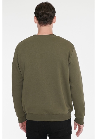 AC&Co / Altınyıldız Classics Erkek Hakı Standart Fit Normal Kesim İçi Polarlı Bisiklet Yaka Sweatshirt Haki