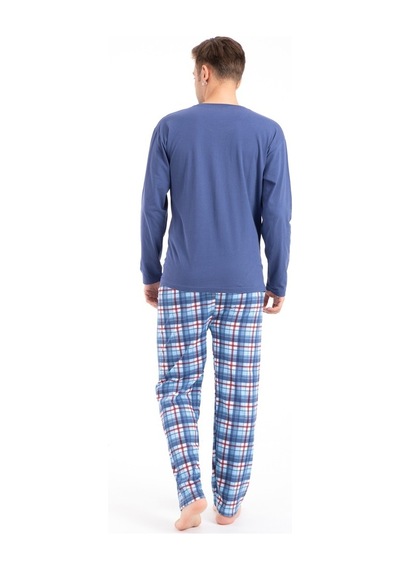Tampap Erkek Baskılı Pijama Takımı Uzun Kollu 2170 İndigo (514478991) İndigo