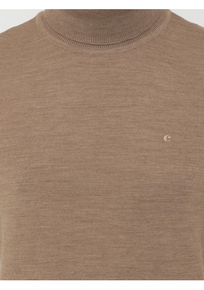 Cacharel Camel Slim Fit Balıkçı Yaka Basic Triko Kazak Kahverengi