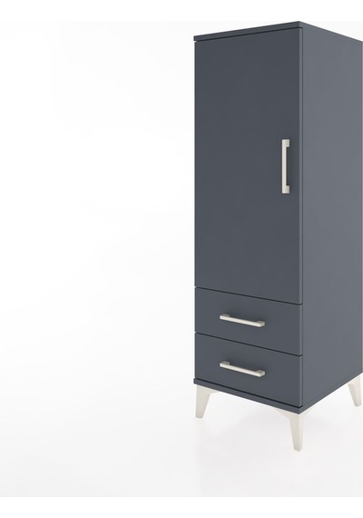 Hyperion Dolap Tek Raflı 2 Çekmeceli Tek Askılı 44x44x134 Ant... Antrasit