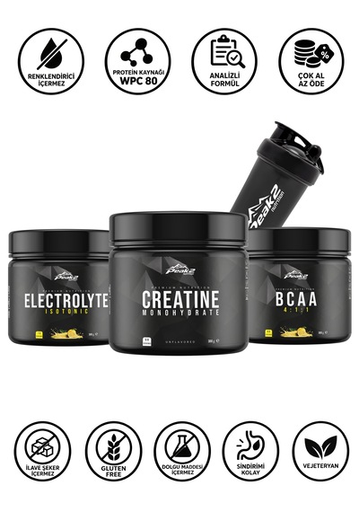 Performans Paketi 1 Adet İzotonik Elektrolit 300 Gr Limon+ 1 Adet Bcaa 4:1:1 300 Gr Limon + 1 Adet Kreatin Monohidrat 300 Gr Aromasız + 1 Adet Shaker
