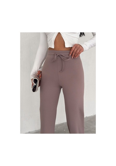 Dechival Kadın Bol Paça Fitilli Pantolon Yazlık Wide Leg Eşofman Altı Gül