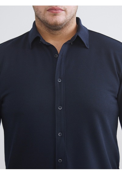 Lcw Vision Lacivert Büyük Beden Slim Fit Uzun Kollu Erkek Gömlek