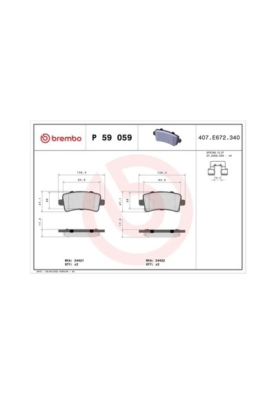Brembo P59059 Arka Fren Balatasi 10668506 13237765 13237768