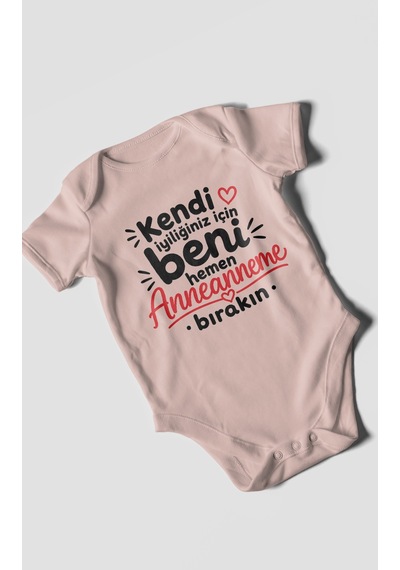 Morivokids Anneanneye Özel Kısa Kollu Bebek Body %100 Pamuk Zbn284-kk Pastel Pembe