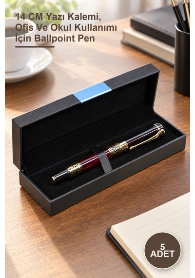 5 Adet Kutulu Tekli Tükenmez Kalem 14 Cm Yazı Kalemi, Ofis Ve Okul Kullanımı İçin Ballpoint Pen 1
