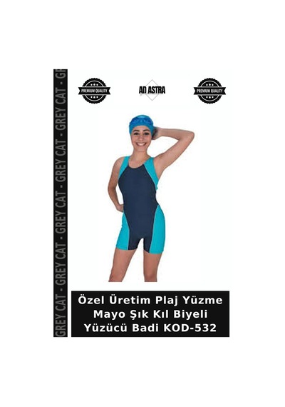Grey Cat Özel Üretim Plaj Yüzme Mayo Şık Kıl Biyeli Yüzücü Badi Kod-532 Çok Renkli