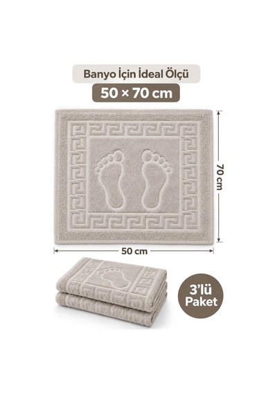 3'lü Banyo Ayak Havlusu 50x70 Cm 250 Gr Footera