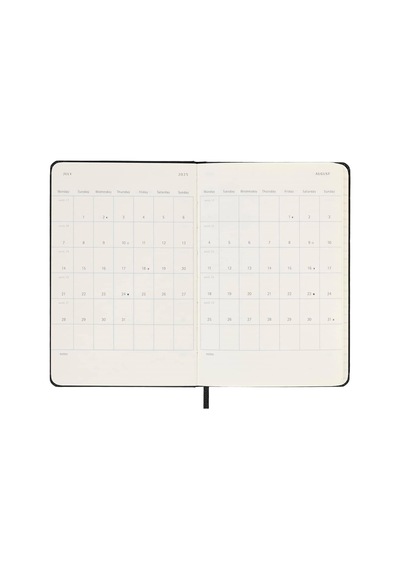 Moleskine 12 Ay Haftalık Yatay Ajanda Cep Boy 9x14 Cm Sert Kapak Siyah Siyah