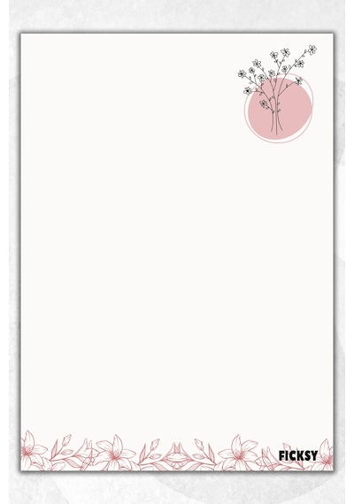 A5 Çiçek Bloknot Çizgisiz Defter - 50 Yaprak - Memopad - Notepad - Not Defteri - Not Kağıdı - 0860 Çok Renkli