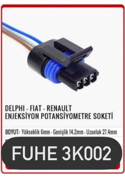 Fhe 3k002 Delphı / 12162182- Fıat Renault Uyumlu Enjeksiyon Potansiyemetre Soketi