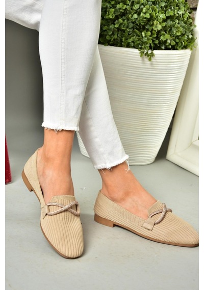Fox Shoes S250410204 Ten Triko Kumaş Kadın Babet Ten Rengi