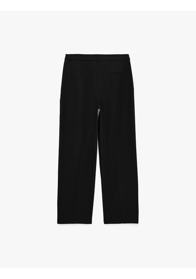 Koton Bol Kalıp Viskon Karışımlı Beli Bağcıklı Geniş Paça Pantolon Siyah 6sam40120hw