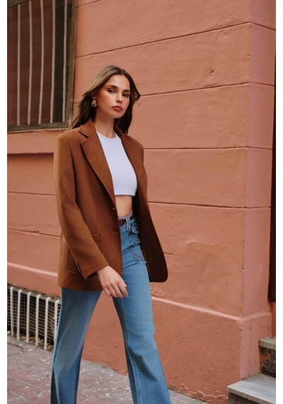 Kadın Kahverengi Süet Blazer Ceket