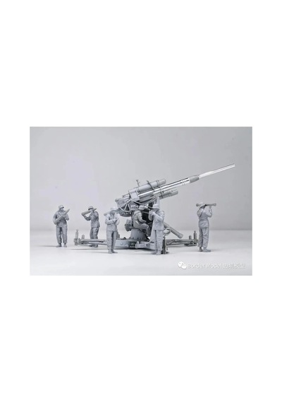 Border Bt-013, 1/35 Alman 88mm Gun Flak36 Ve 6 Adet Uçaksavar Mürettebatı Plastik Maketi