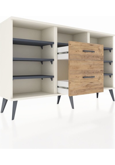 Arges Konsol 7 Raflı 2 Çekmeceli 132x30x83 Aytaşı-antrasit/çam Antrasit/çam Arges Konsol 7 Raflı 2 Çekmeceli 132x30x83 Aytaşı-antrasit/çam Antrasit/çam