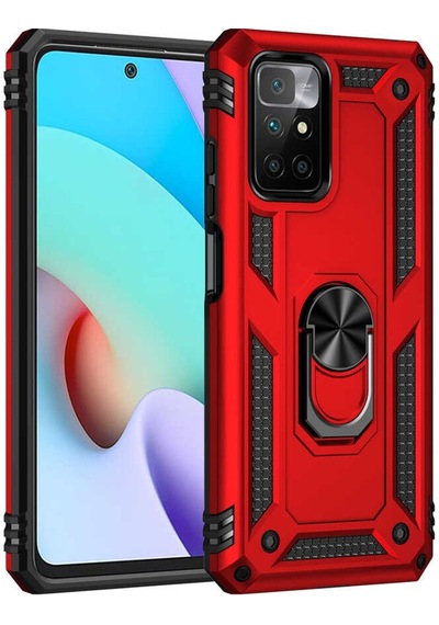 Xiaomi Redmi 10 Kılıf Zore Vega Yüzüklü Standlı Zırh Kılıf