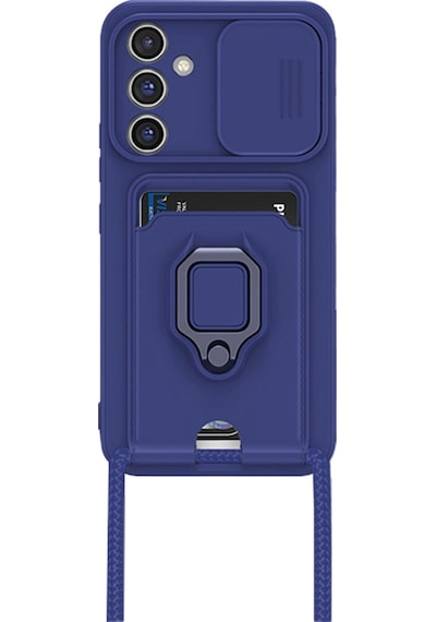 Samsung Uyumlu Galaxy A36 Kılıf Zuma Kartvizitli Yüzüklü Silikon Lacivert/