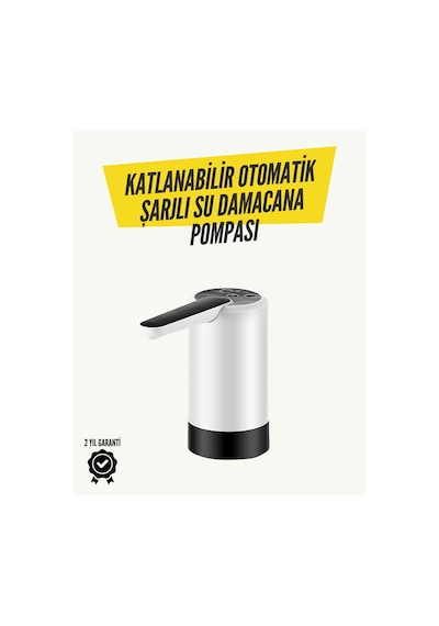 Katlanabilir Şarjlı Damacana Su Pompası Pratik Kullanım Sarı