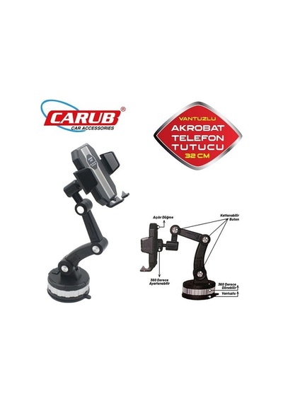 Telefon Tutucu Cam Ve Torpido Üstü 360 Derece Dönerli Vantuzlu-akrobat 32 Cm