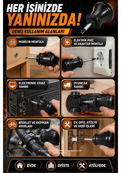 Mini İkili Topaç Tornavida Manyetik Uçlu Düz Ve Yıldız Uçlu Pratik El Tornavidası