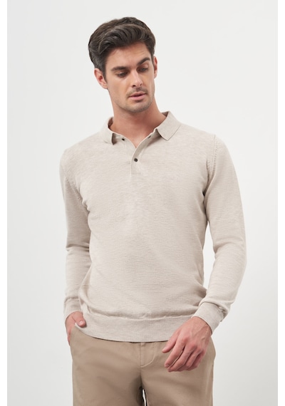 Morven Erkek Bej Basic Polo Yaka Dynamic Fit Rahat Kesim Triko 26kc017003653 Bej