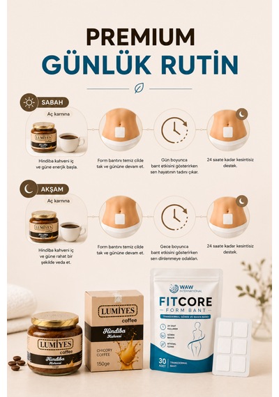 Waw Fıtcore 30 Adet Form Bant + 150g Lumiyes Hindiba Kahvesi Kombini