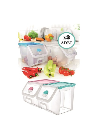 3 Adet Patates Soğan Kiler Saklama Kabı Düzenleyici Set 12 L 32