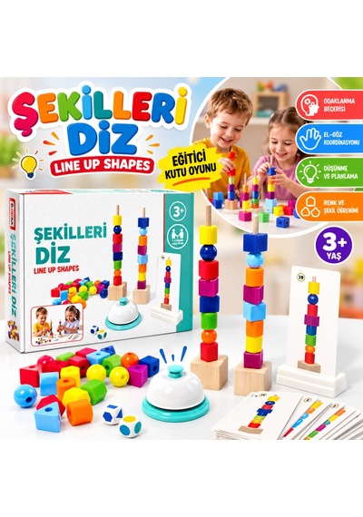 Rd5660 Şekilleri Diz Lineup Shapes Eğitici Kutu Oyunu Çok Renkli