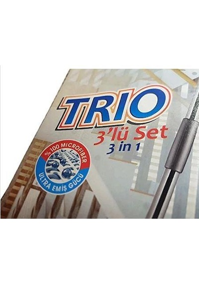 3 Lü Mop Yedek Mop Seti - Mop Sopası + Mop Başı + Mop Püskülü