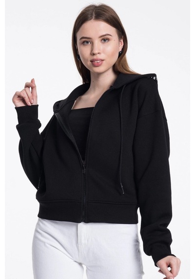 Caya Beyaz Kadın Sweatshirt Siyah
