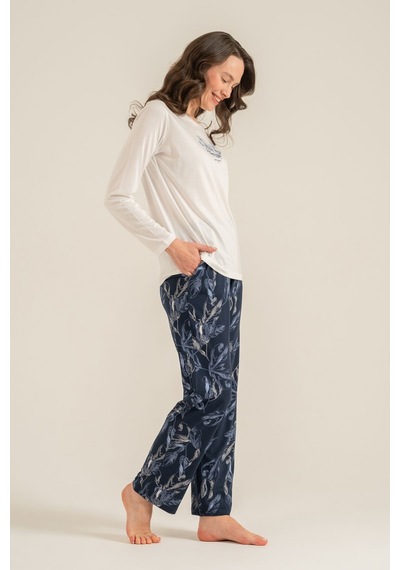 Pierre Cardin Kadın You Look Amazing Today Krem Uzun Kol Pijama Takım Pc9257-s-v2 Pc9257-s-v2
