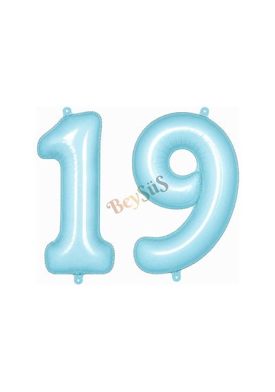 19 Rakam Folyo Balon Mavi Rengi 76 Cm